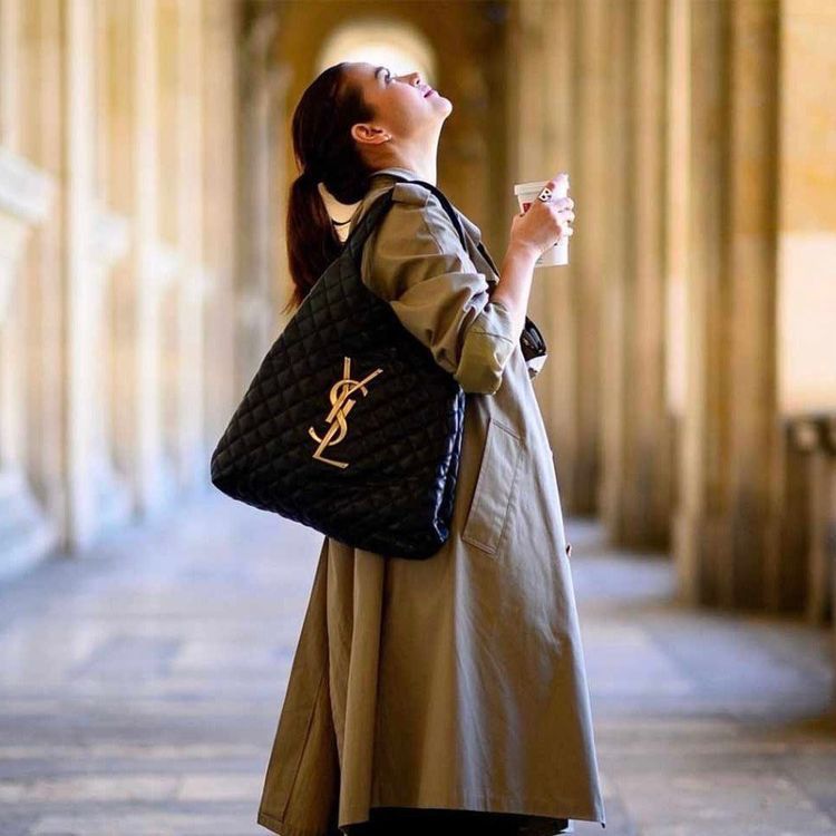 Yves Saint Laurent ICARE Black Maxi Quilted Large Leather Women's Tote Bag - Image 3