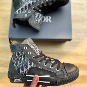 Dior B23 High-Top Black and White Oblique Canvas Men's Sneakers