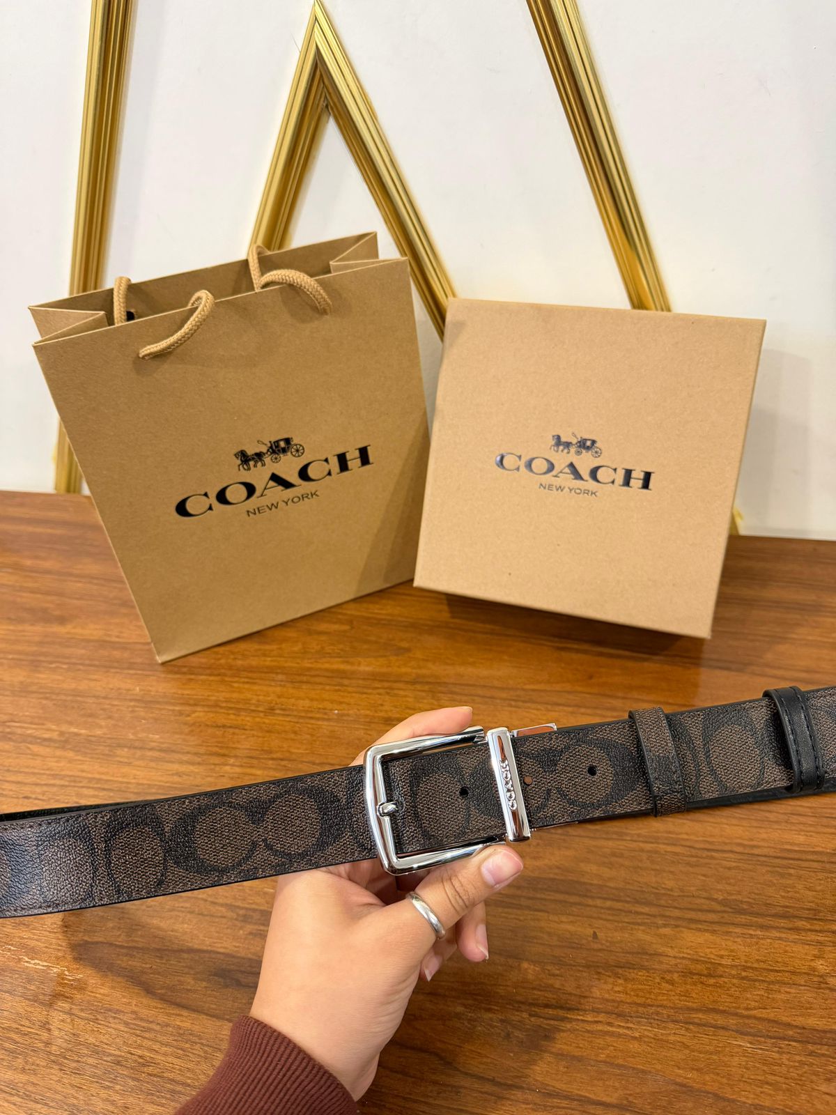 Coach Men's Sculpted C Reversible Signature Embossed Belt - Image 2