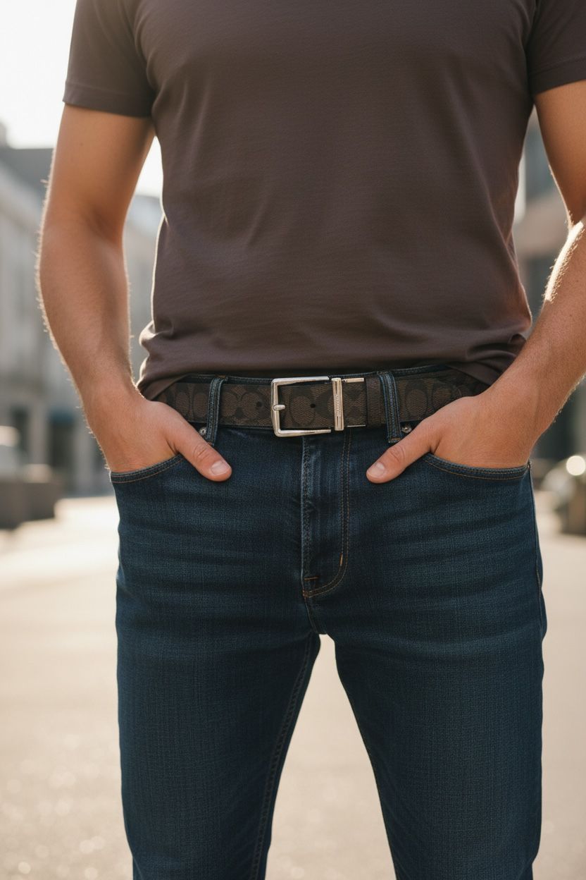 Coach Men's Sculpted C Reversible Signature Embossed Belt - Image 4