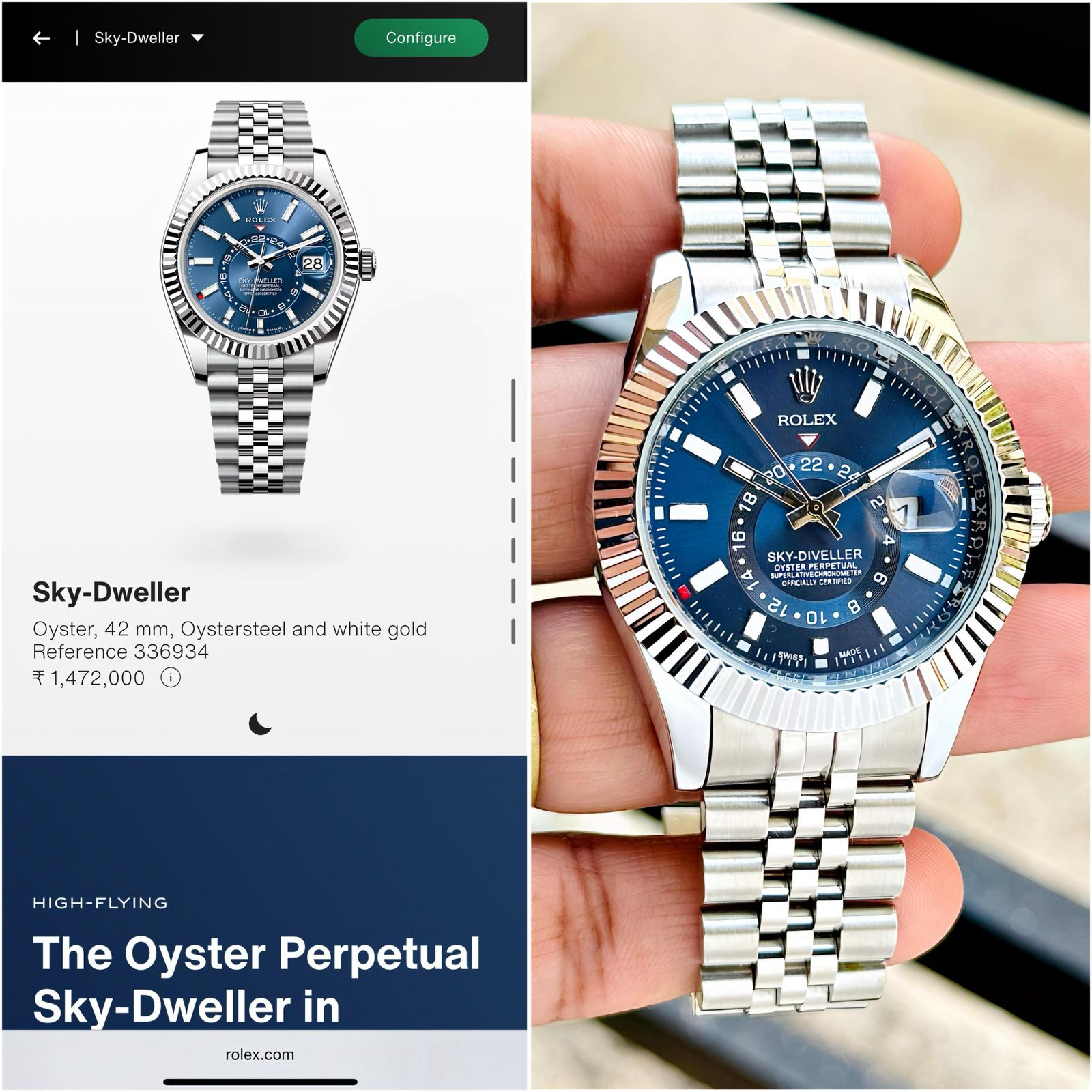 Rolex Sky-Dweller Blue Dial Stainless steel 42mm Automatic Men's Watch - Image 3