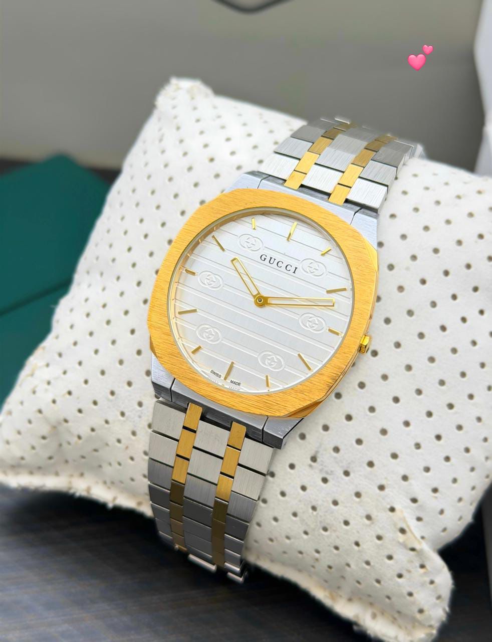 Gucci 25H Two-Tone Swiss Made Stainless Steel Quartz Movement Men's Watch