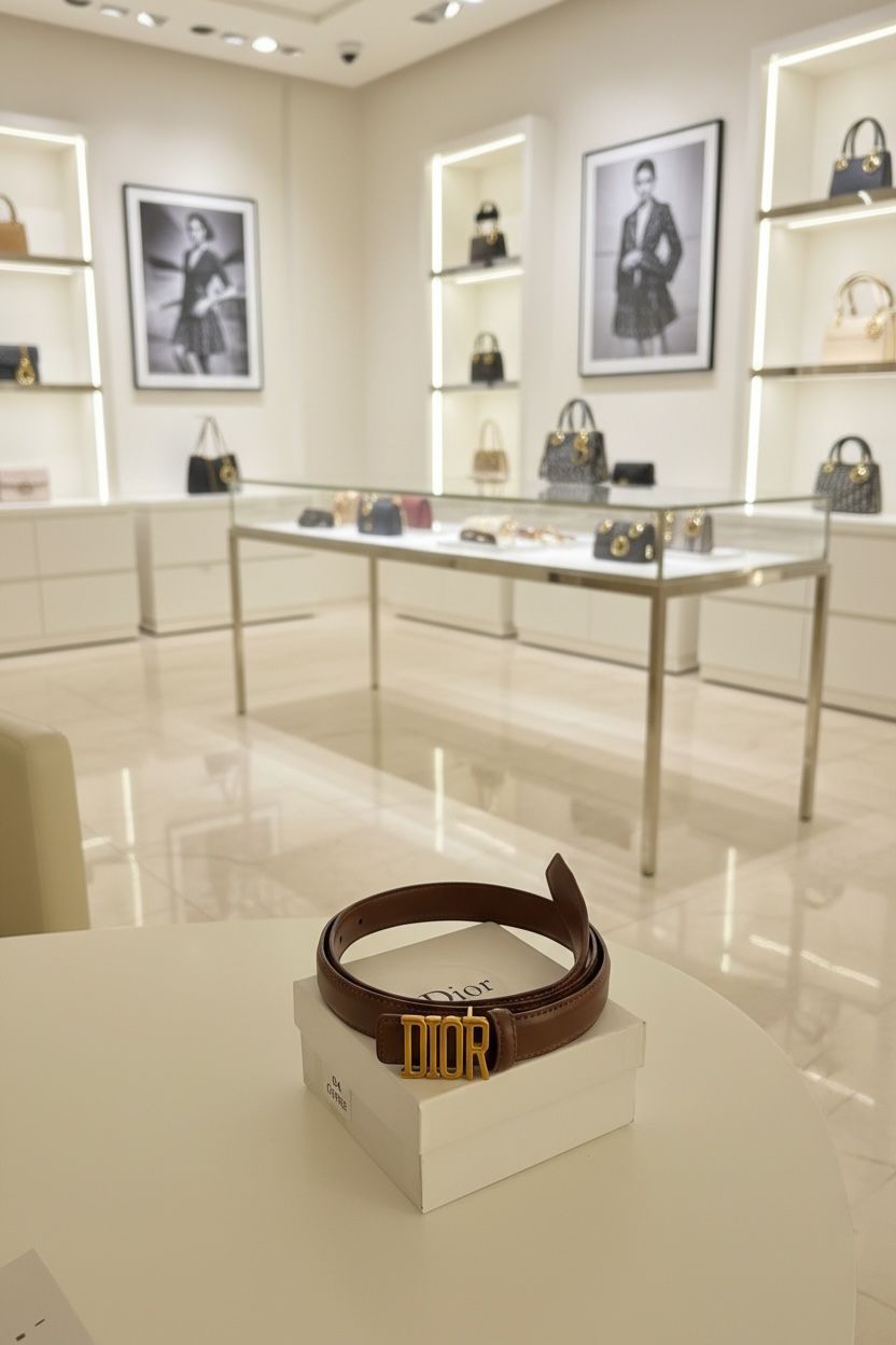 Dior Signature Logo Reversible Black Leather Gold-Finish Luxury ladies Belt - Image 2