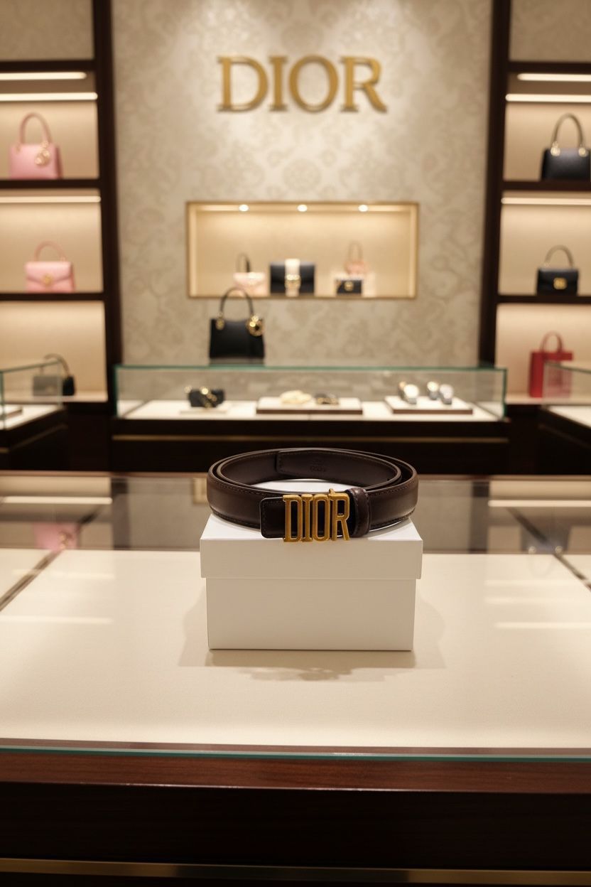 Dior Signature Logo Reversible Black Leather Gold-Finish Luxury ladies Belt - Image 4