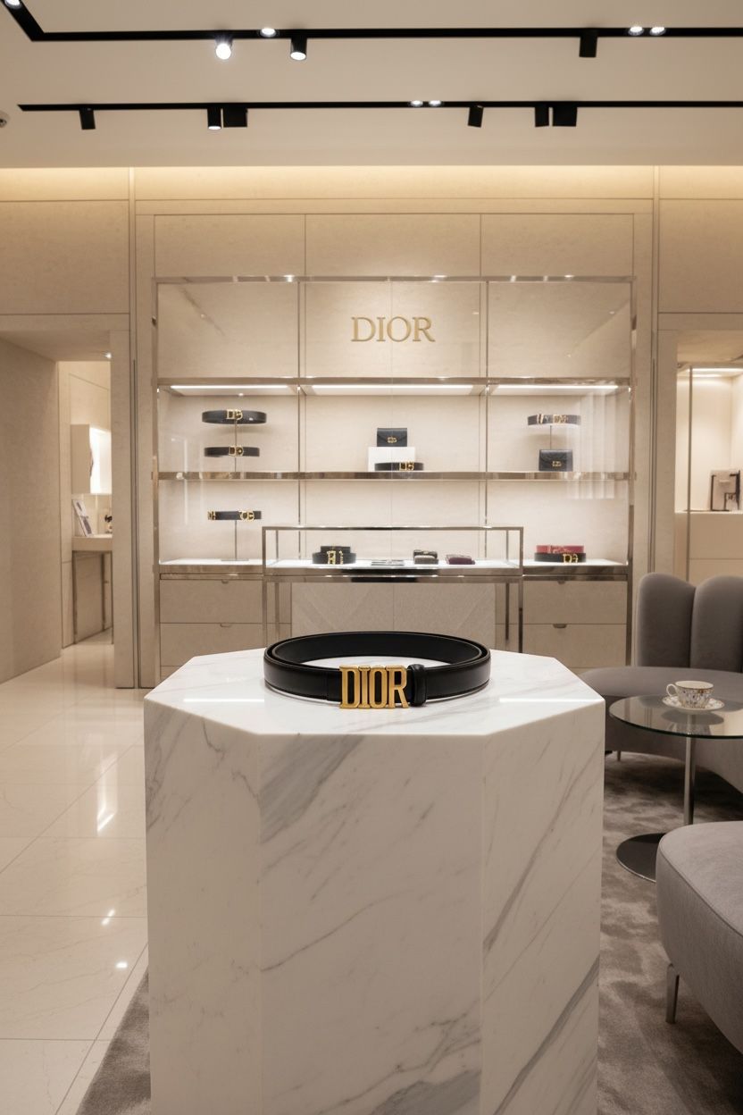 Dior Signature Logo Reversible Black Leather Gold-Finish Luxury ladies Belt - Image 3