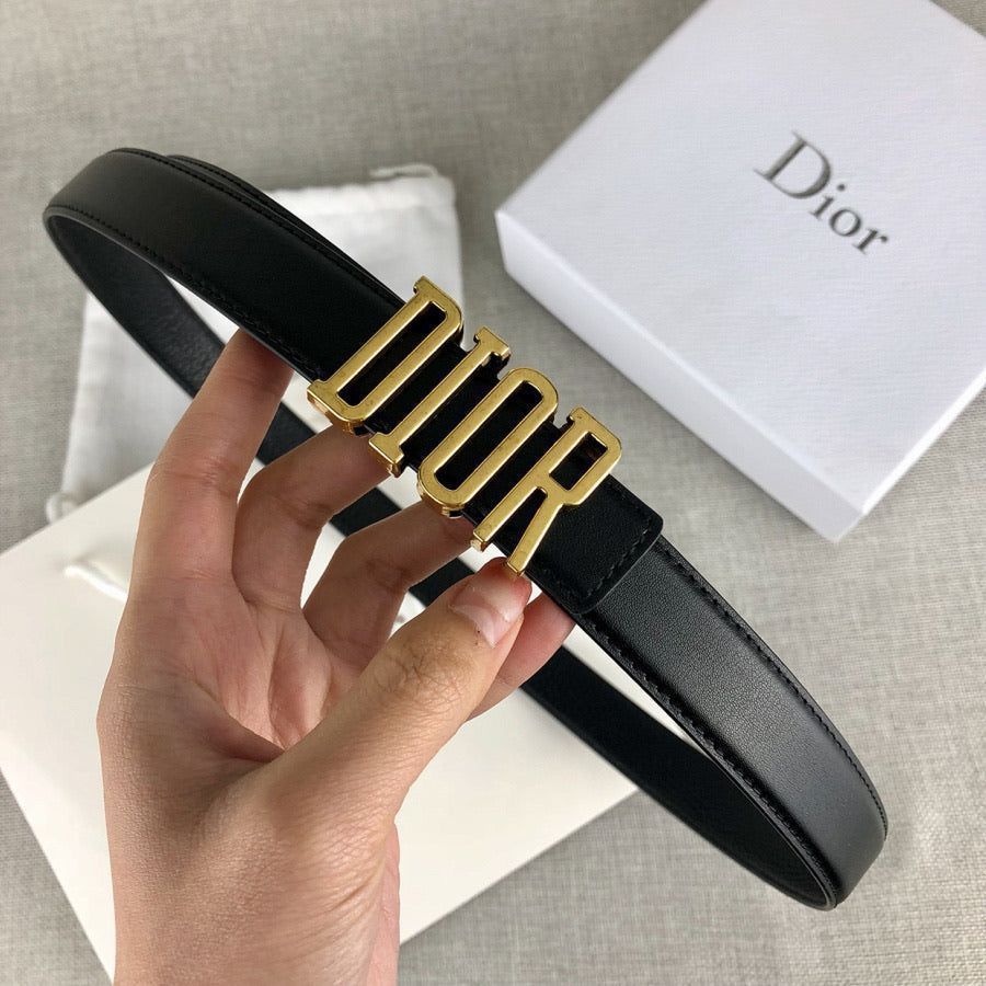 Dior Signature Logo Reversible Black Leather Gold-Finish Luxury ladies Belt
