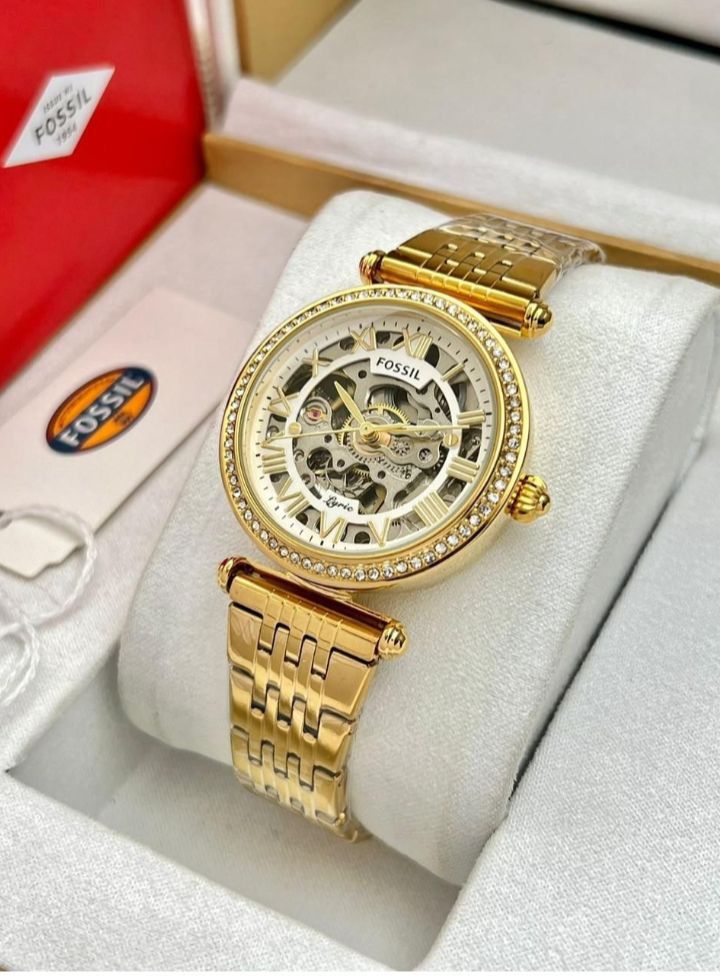Fossil Lyric Stainless Steel Skeleton 34mm Automatic ladies Watch