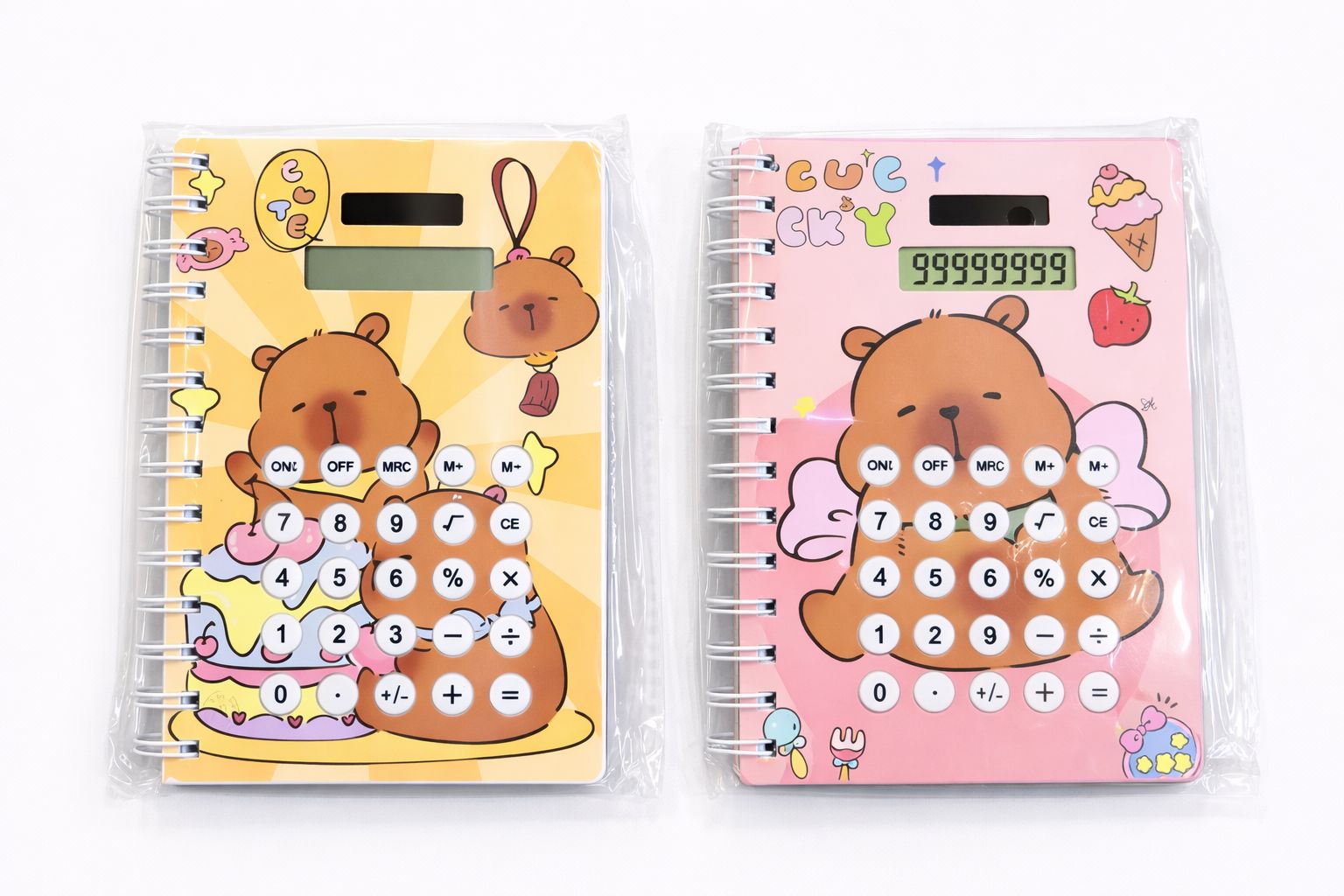 Cute Bear Cartoon Spiral Notebook with Built-in Calculator