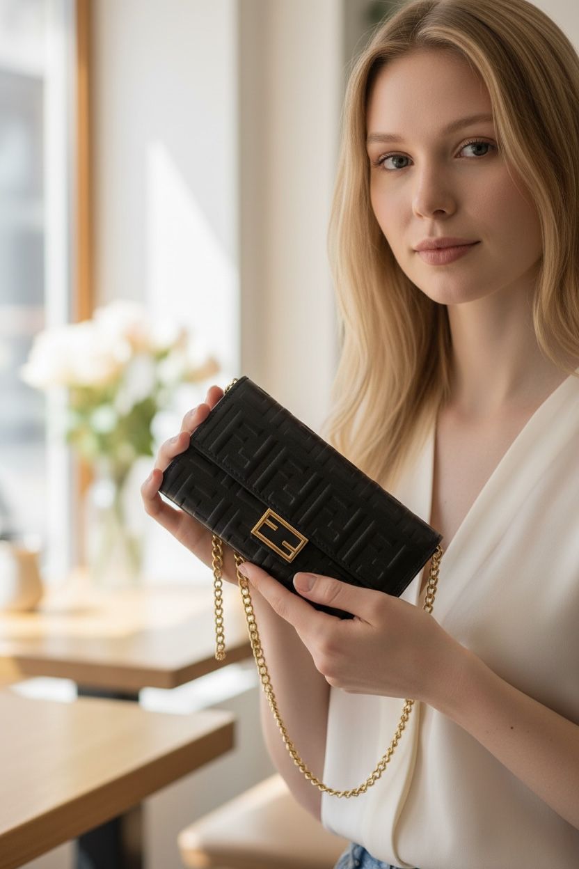 Fendi Baguette Continental Black Leather Women's Shoulder Bag - Image 3