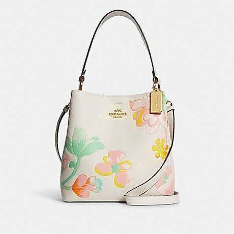 Coach Town Floral Print Polished Pebble Leather Women's Bucket Bag - Image 2