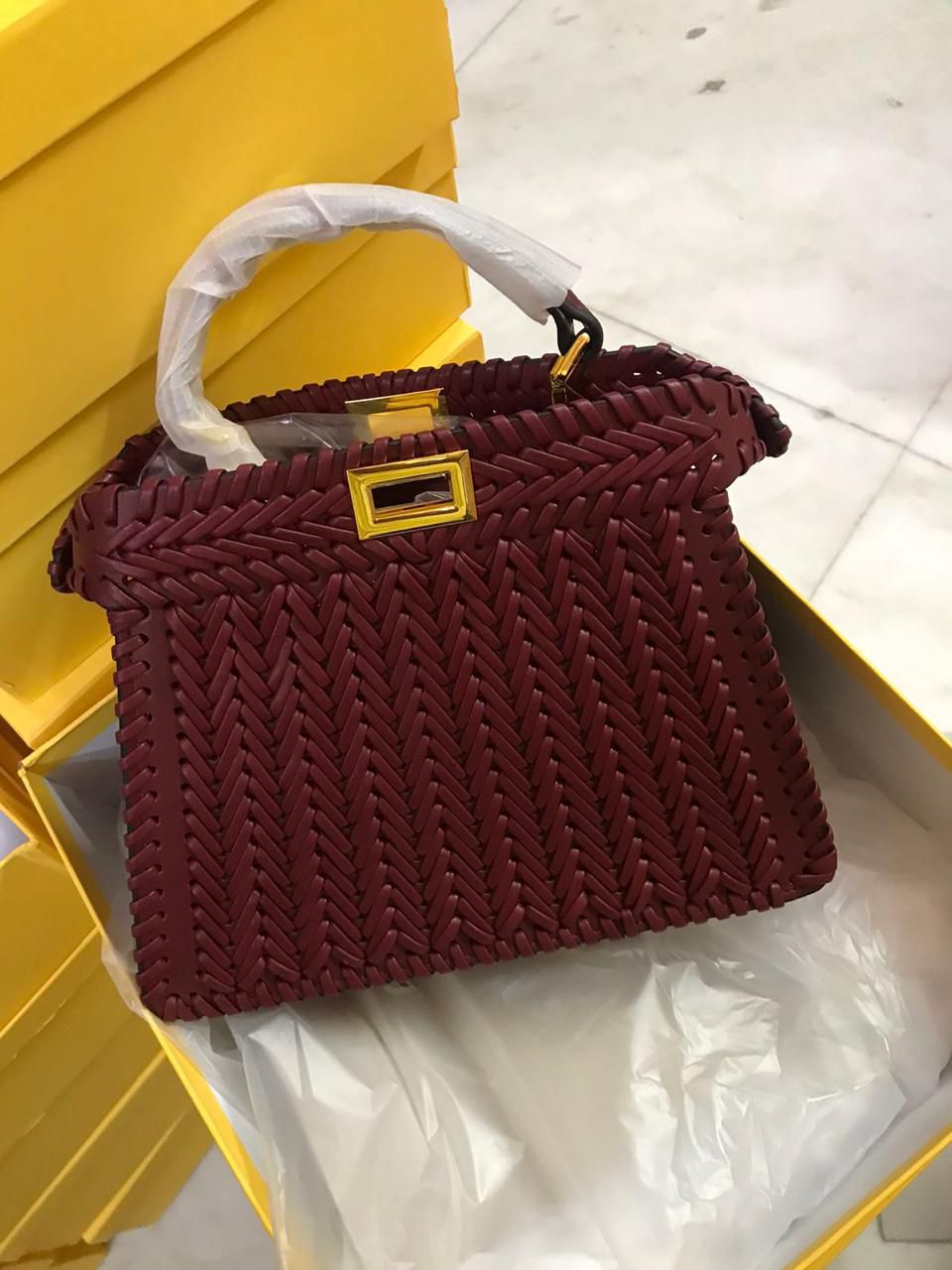 Fendi Peekaboo ISeeU Interlace Leather Women's Handbag - Image 3