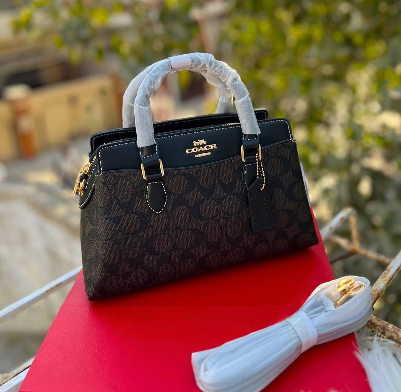 Coach Mini Darcie Carryall Colorblock Signature Canvas Leather Women's Handbag