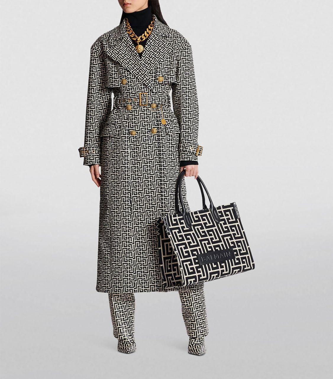 Balmain B-Army 42 Monogram Jacquard And Leather Women's tote bag - Image 3