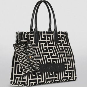 Balmain B-Army 42 Monogram Jacquard And Leather Women's tote bag