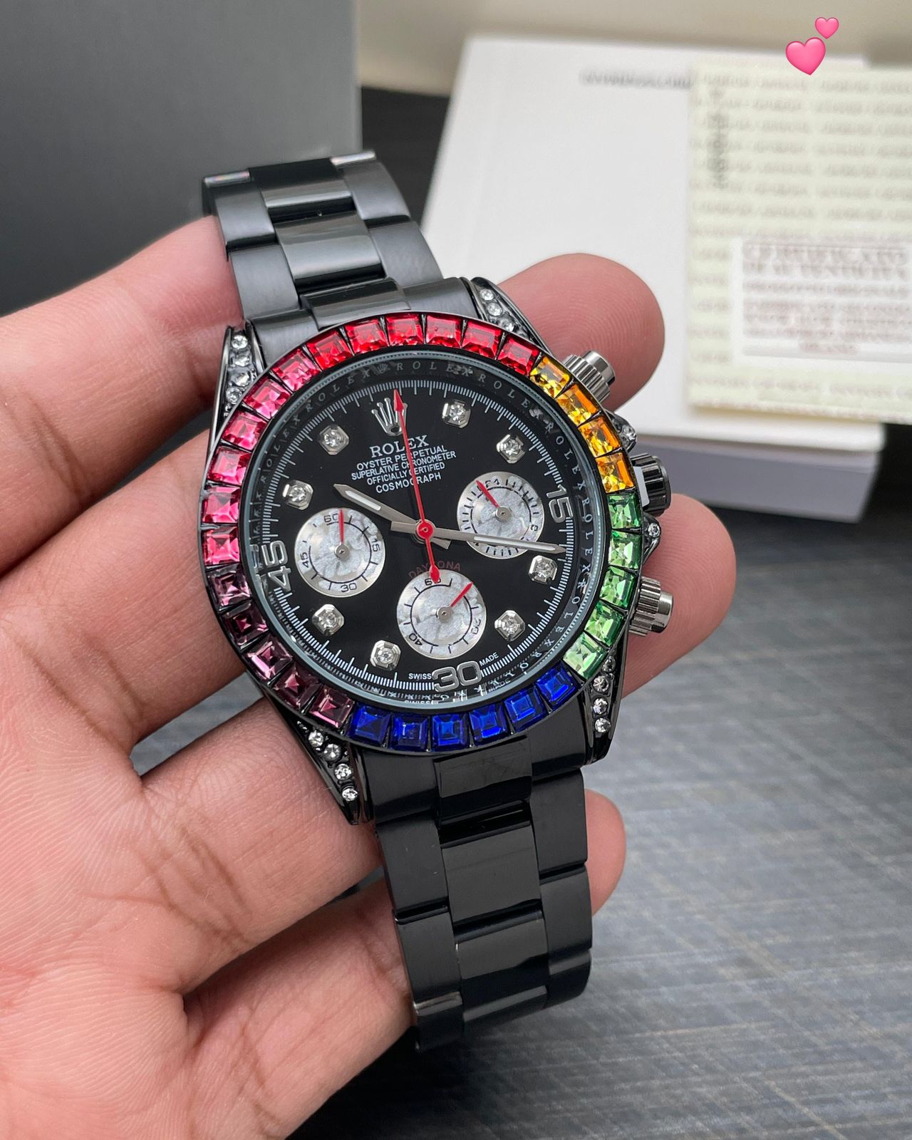 Rolex Cosmograph Daytona Rainbow Chronograph Quartz Movement Men's Watch - Image 5