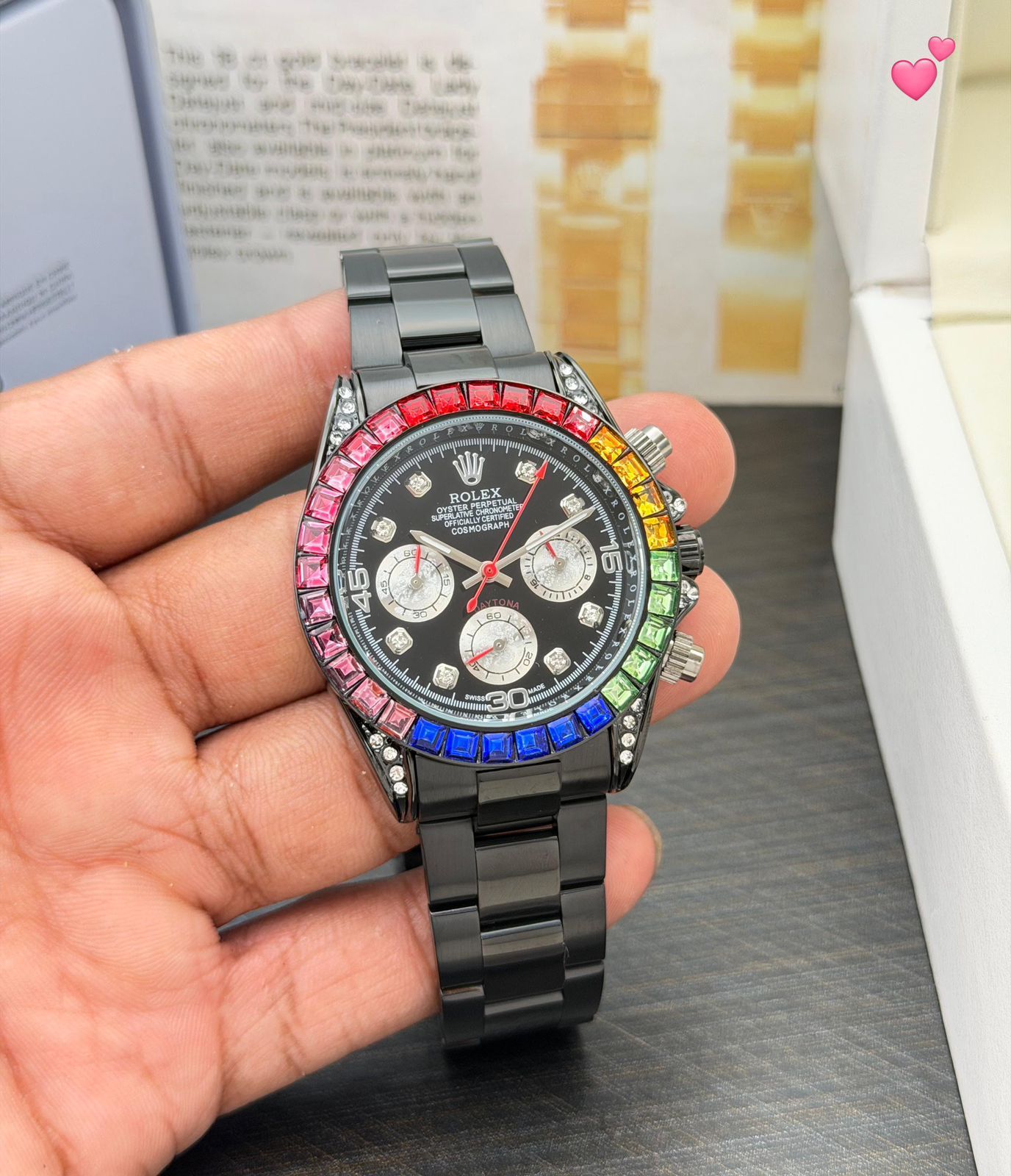 Rolex Cosmograph Daytona Rainbow Chronograph Quartz Movement Men's Watch - Image 6