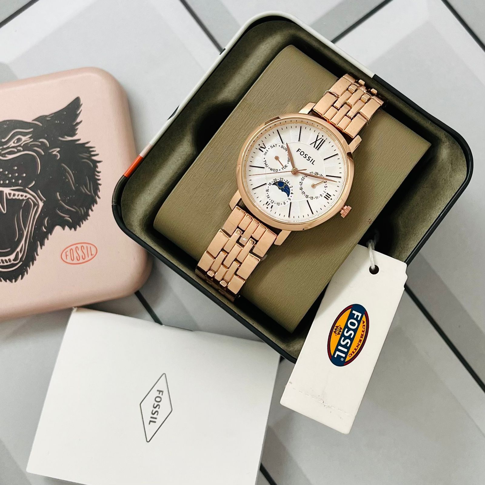 Fossil Jacqueline Sun Moon 36mm Multifunction Quartz Movement Stainless Steel Women's Watch - Image 3