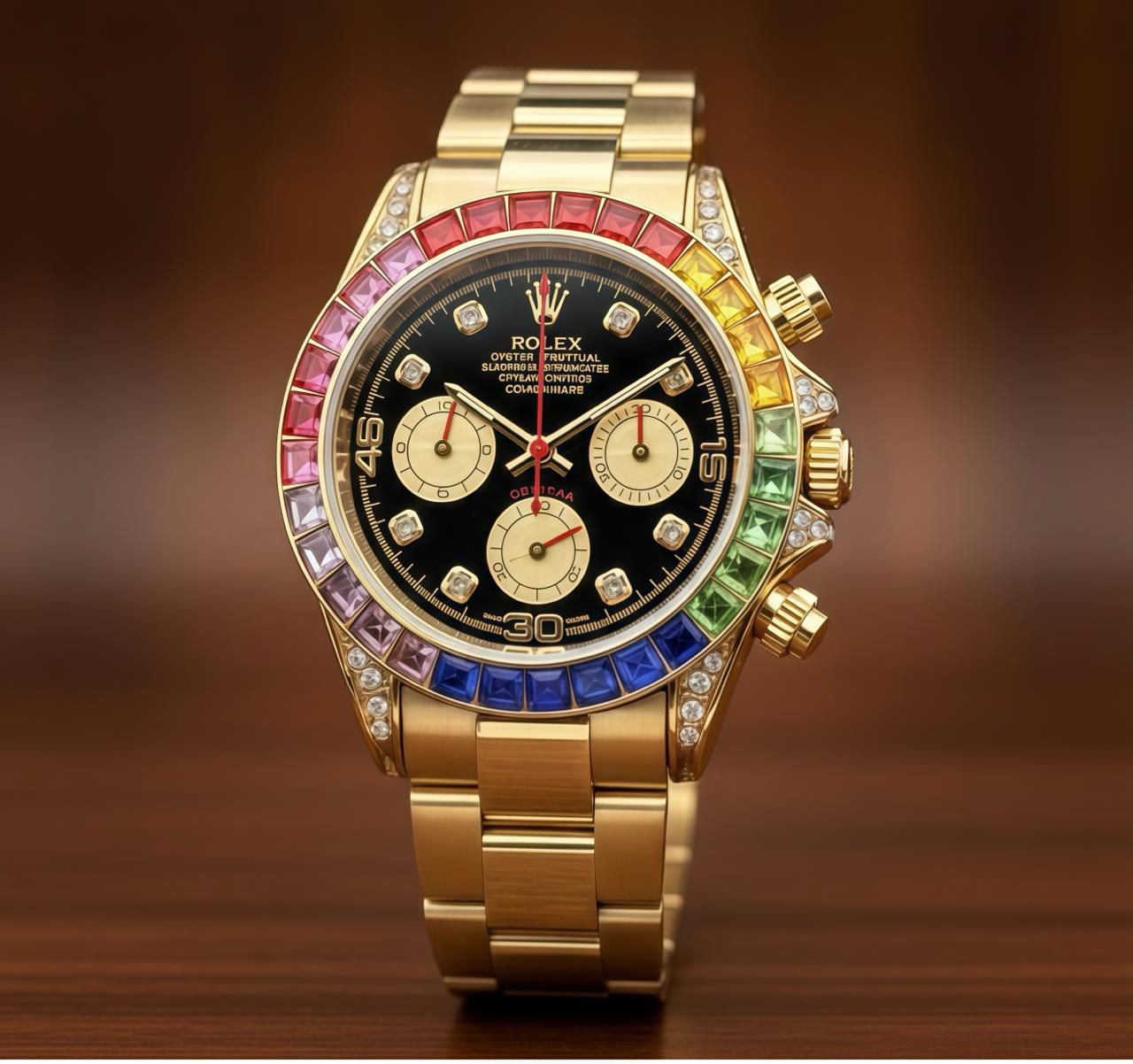 Rolex Cosmograph Daytona Rainbow Chronograph Quartz Movement Men's Watch - Image 2