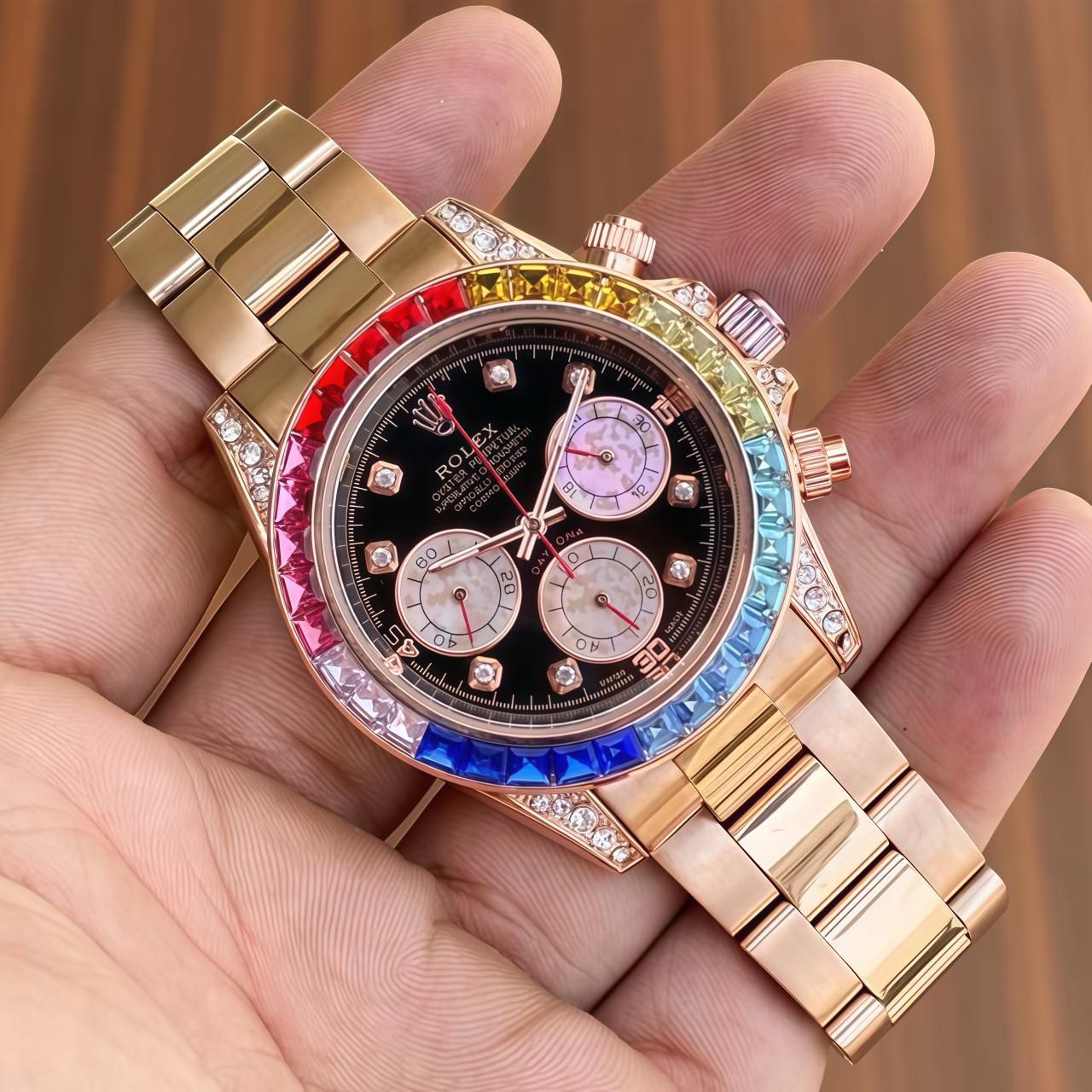 Rolex Cosmograph Daytona Rainbow Chronograph Quartz Movement Men's Watch