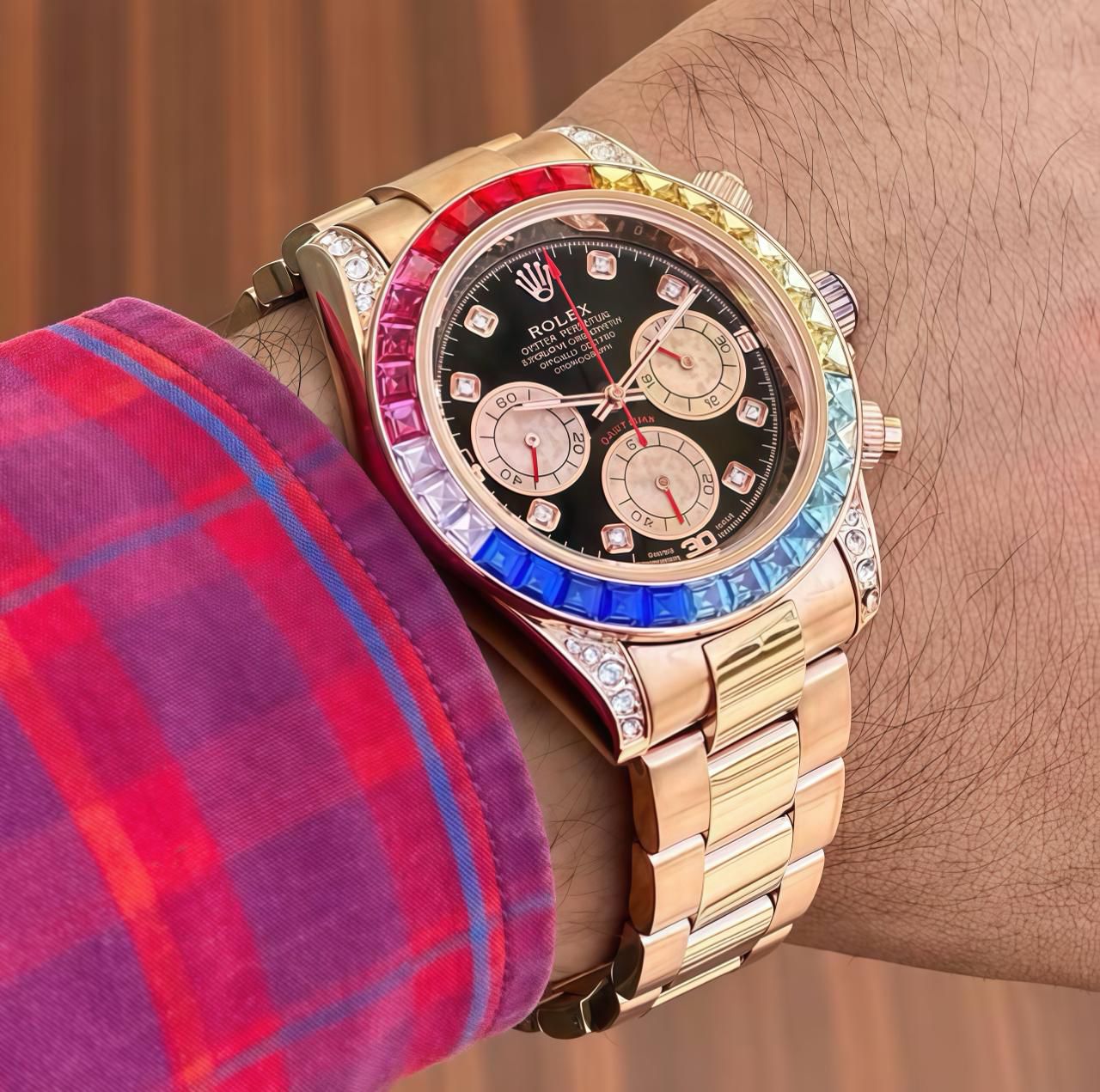 Rolex Cosmograph Daytona Rainbow Chronograph Quartz Movement Men's Watch - Image 4