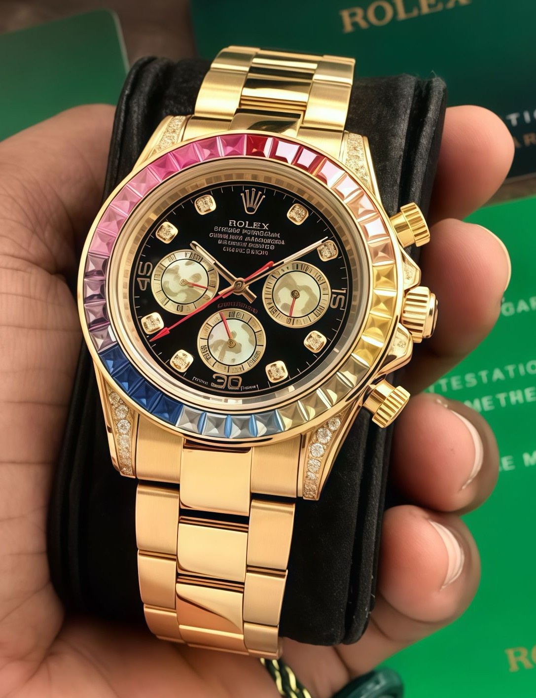 Rolex Cosmograph Daytona Rainbow Chronograph Quartz Movement Men's Watch - Image 7