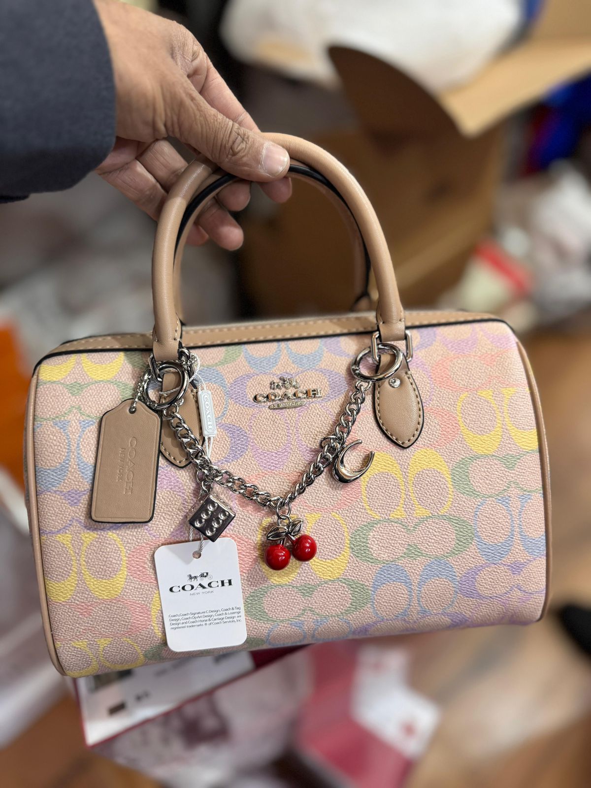 Coach Rowan Rainbow Signature Canvas Satchel Bag For Women