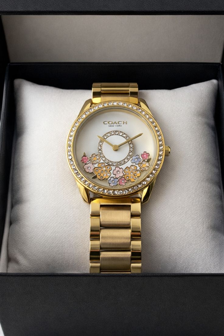 Coach Preston Gold-Tone Stainless Steel Quartz Movement Analog Women's Watch - Image 4