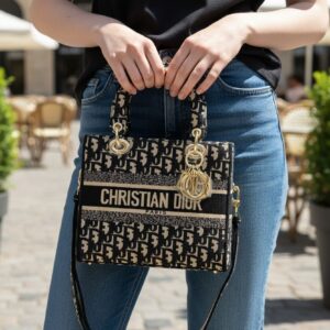 Christian Dior Oblique Embroidery Lady D-Lite Bag For Women