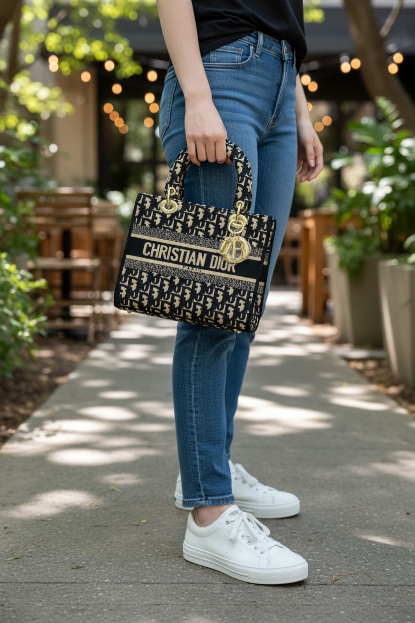 Christian Dior Oblique Embroidery Lady D-Lite Bag For Women - Image 3