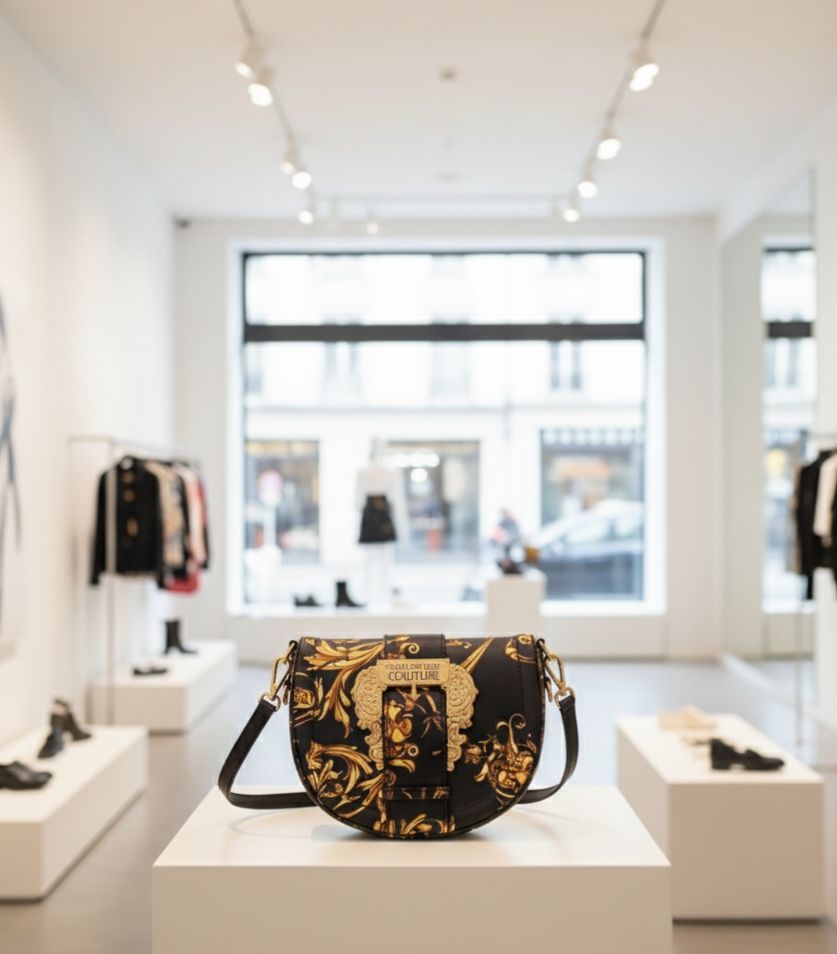 Versace Jeans Couture Baroque Buckle Saddle Shoulder Bag For Women - Image 3