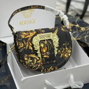 Versace Jeans Couture Baroque Buckle Saddle Shoulder Bag For Women