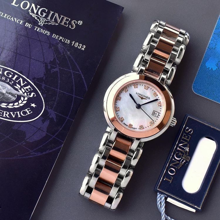 Longines PrimaLuna Two-Tone 28mm Mother of Pearl Diamond Dial Quartz Movement Ladies Watch - Image 2