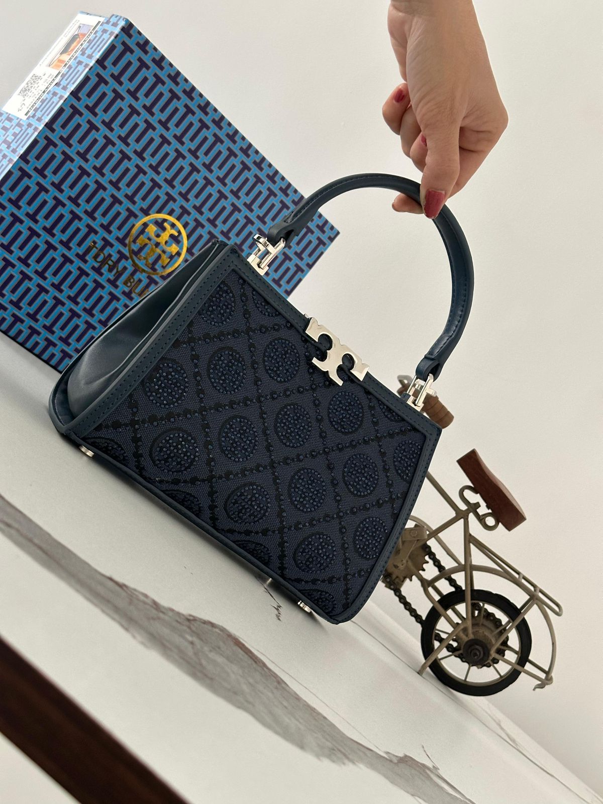 Tory Burch Eleanor Spazzolato Embellished Women's Mini Satchel Bag