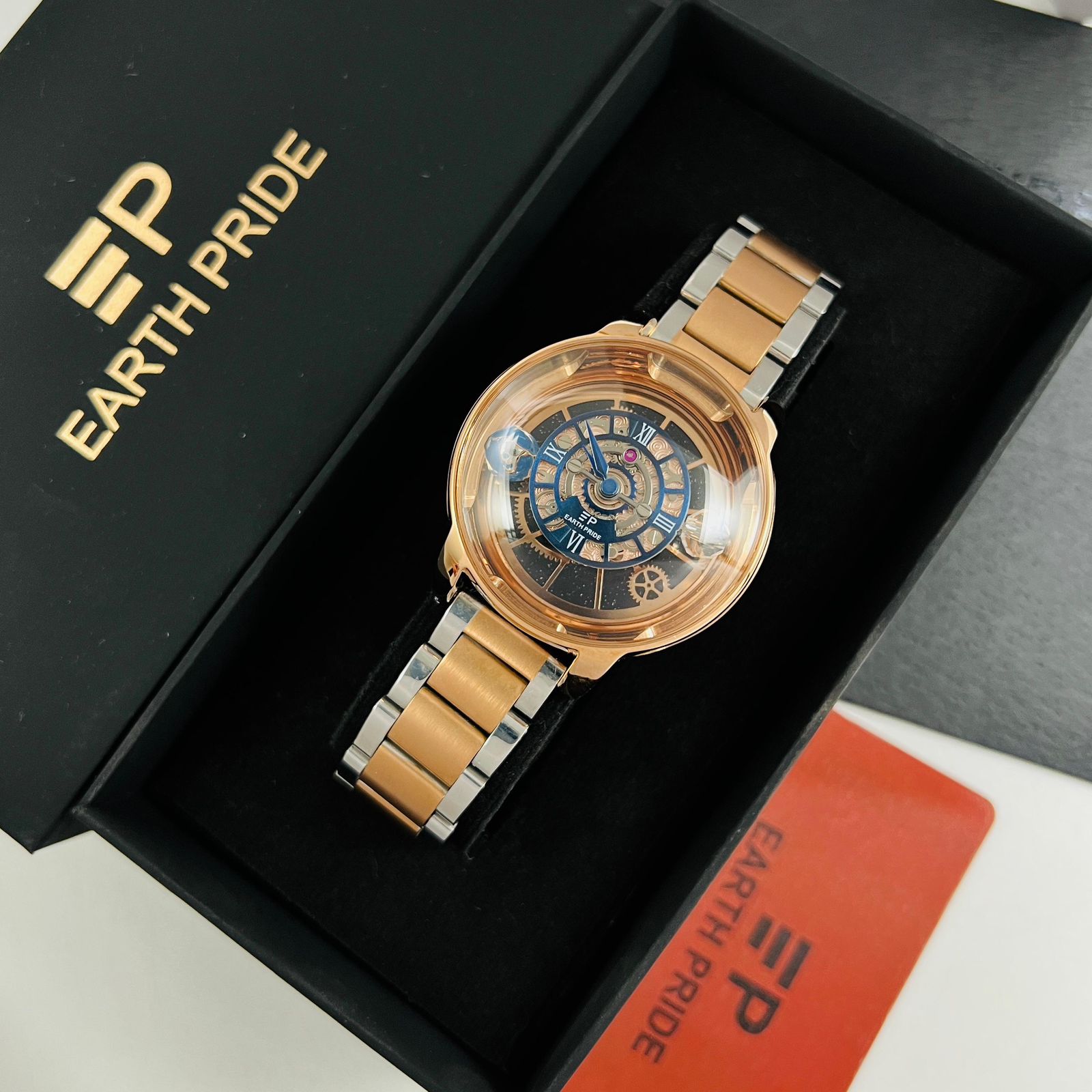 Earth Pride Luxury Celestial Skeleton Earth To Moon 34mm Automatic Men's Watch