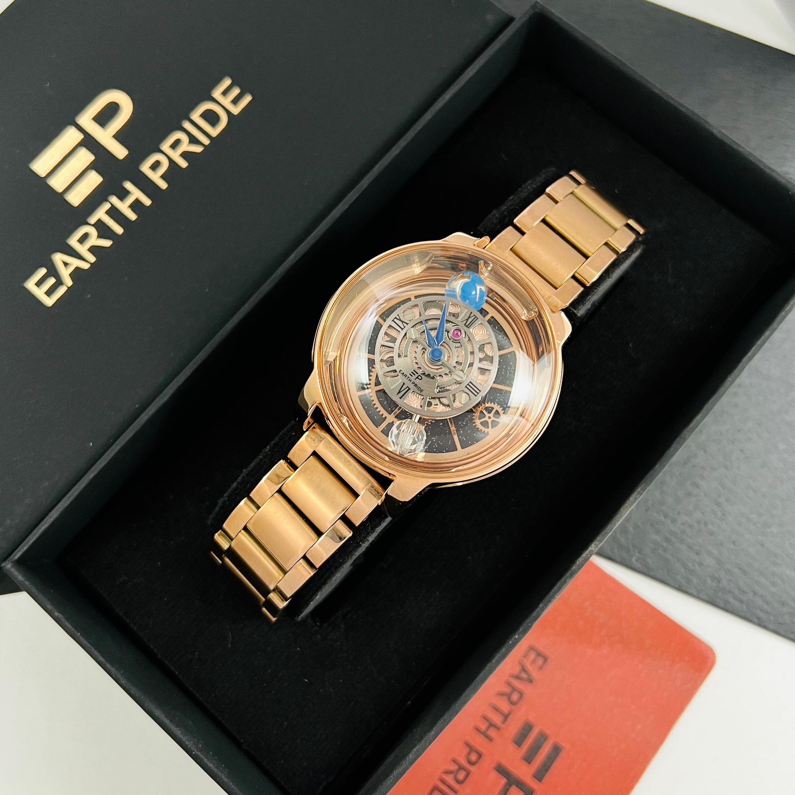 Earth Pride Luxury Celestial Skeleton Earth To Moon 34mm Automatic Men's Watch - Image 4