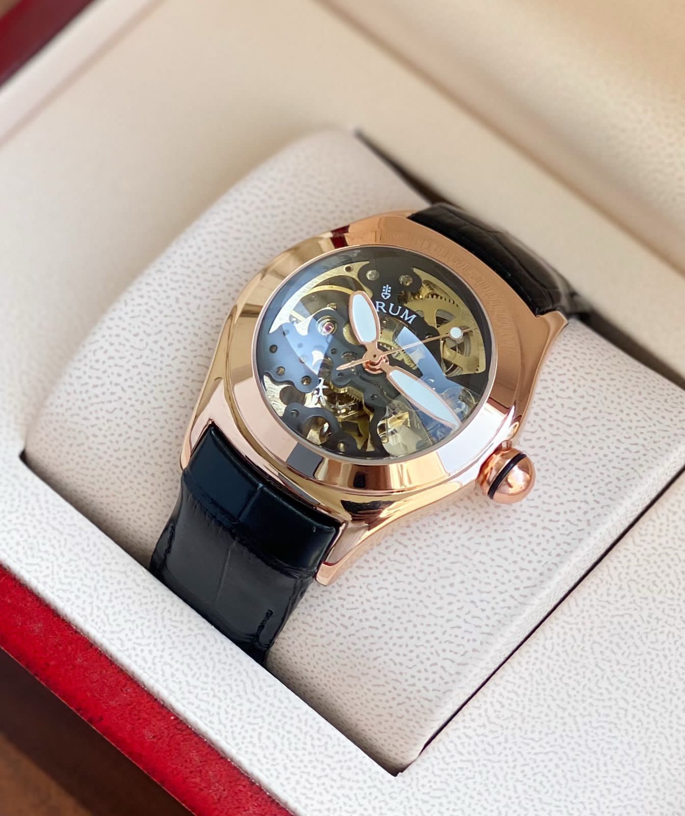 Corum Bubble Skeleton 18k Rose Gold 42mm Automatic Men's Watch - Image 4