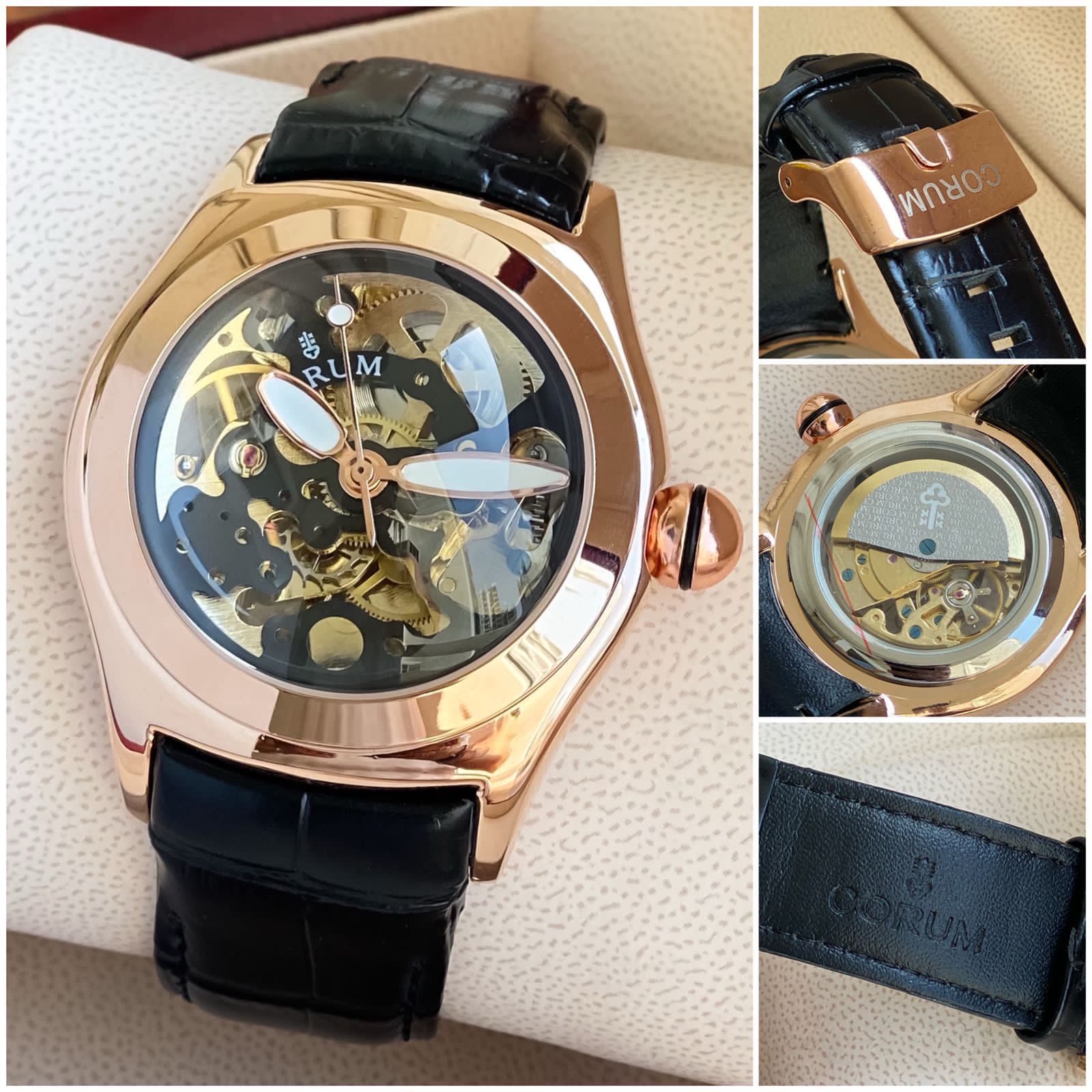 Corum Bubble Skeleton 18k Rose Gold 42mm Automatic Men's Watch - Image 2