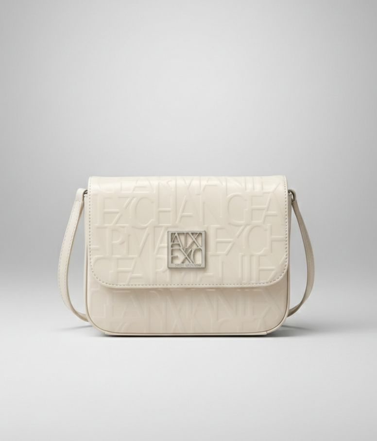 Armani Exchange All-Over Logo Embossed Flap Shoulder Bag - Image 3