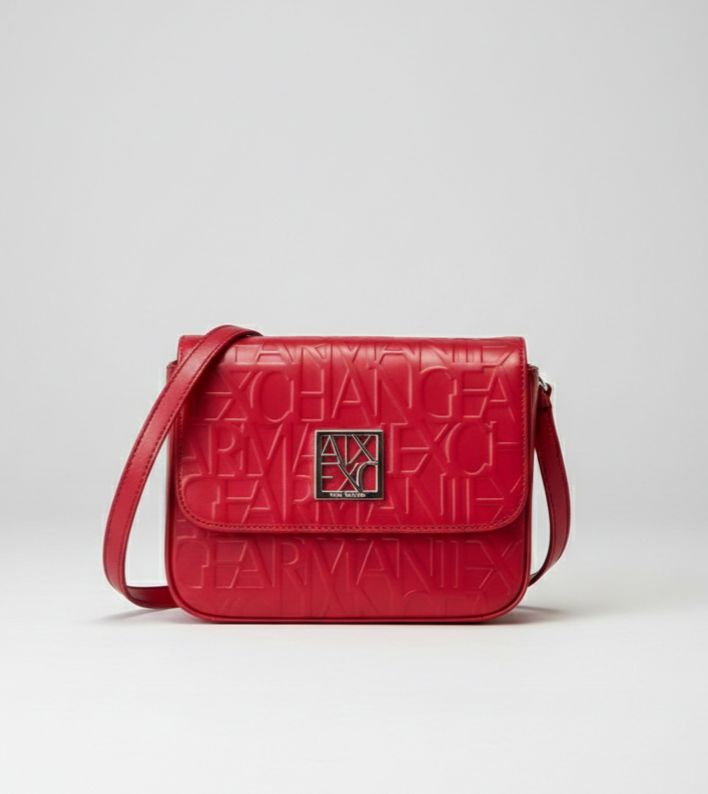 Armani Exchange All-Over Logo Embossed Flap Shoulder Bag - Image 2