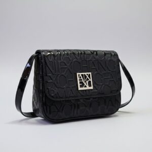 Armani Exchange All-Over Logo Embossed Flap Shoulder Bag