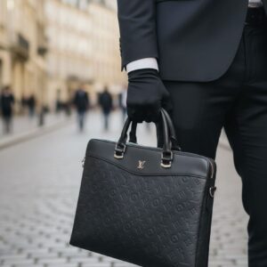 Louis Vuitton Documents Voyage Embossed Leather Briefcase