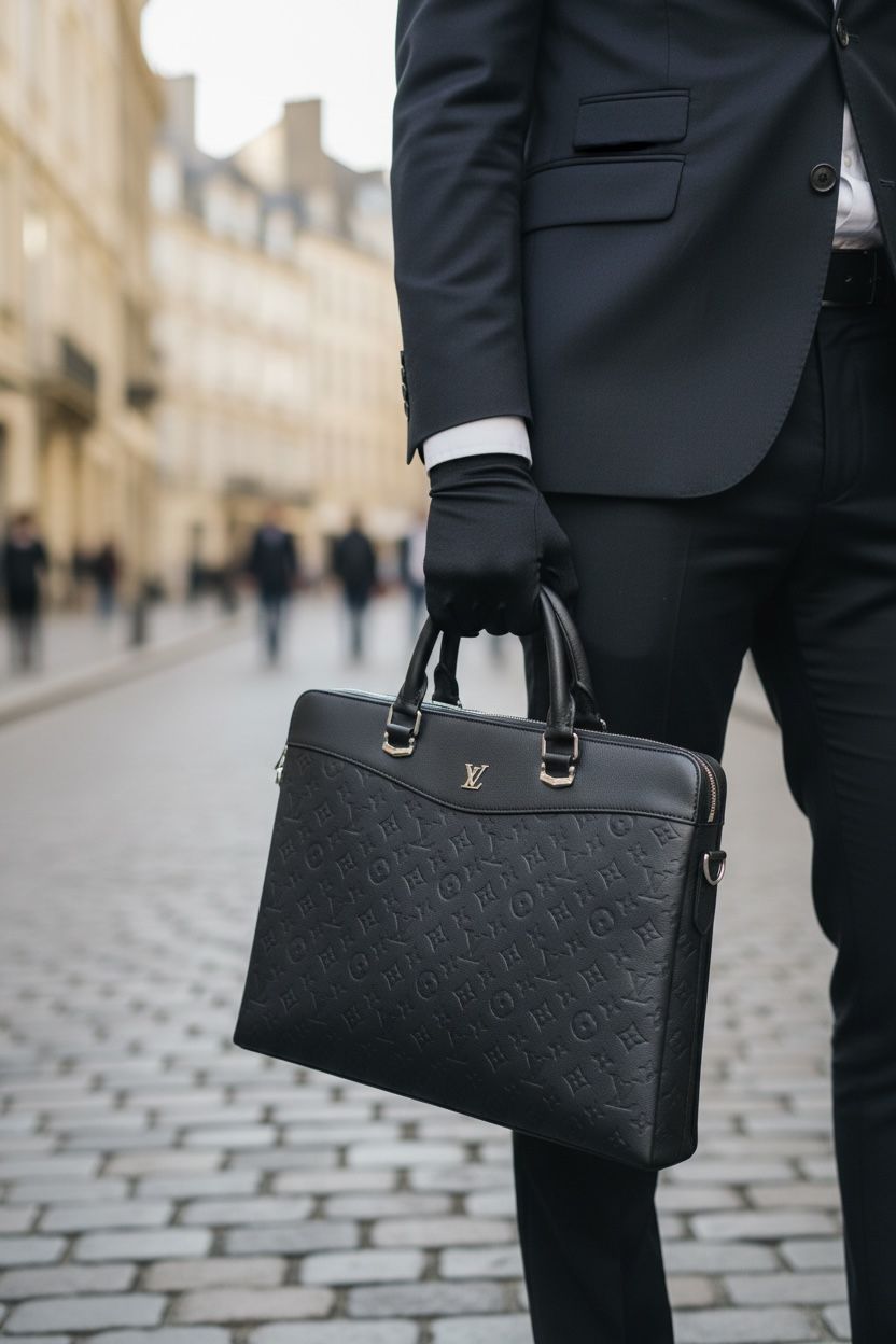 Louis Vuitton Documents Voyage Embossed Leather Briefcase
